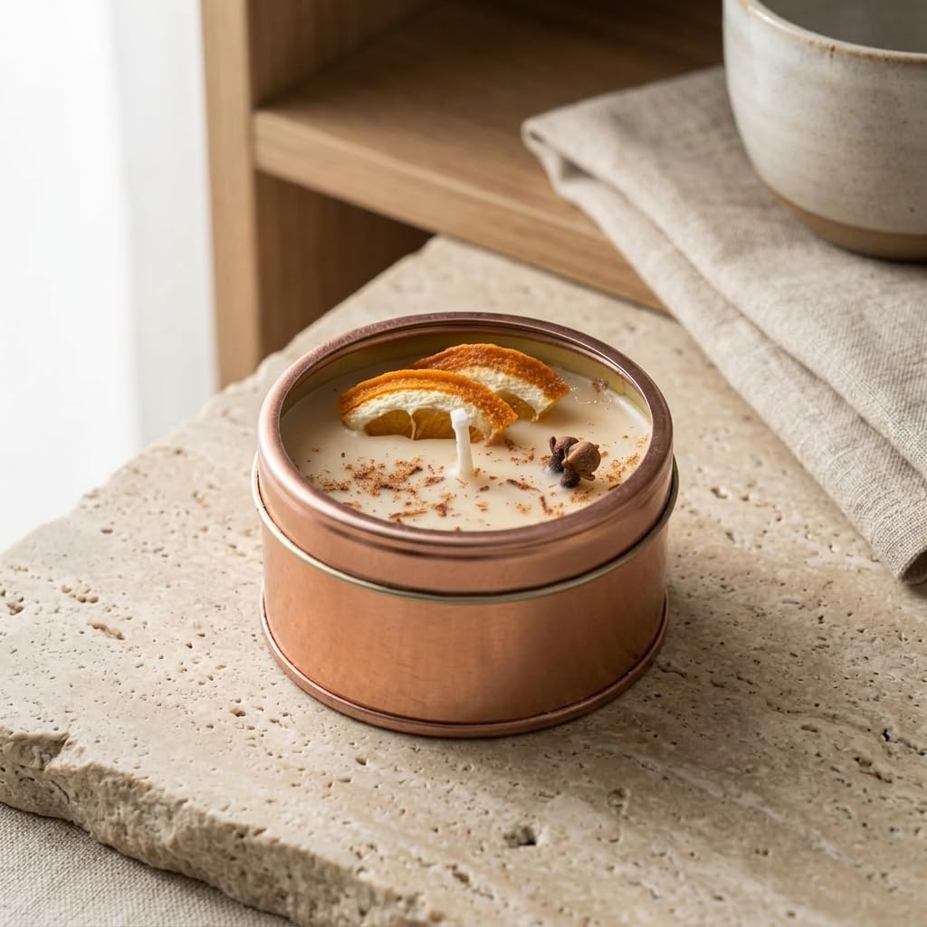 Cinnamon Tin Jar Scented Candle 100g | Long Lasting Aromatherapy Candle | Home Fragrance Candle for Décor, Stress Relief & Gifting