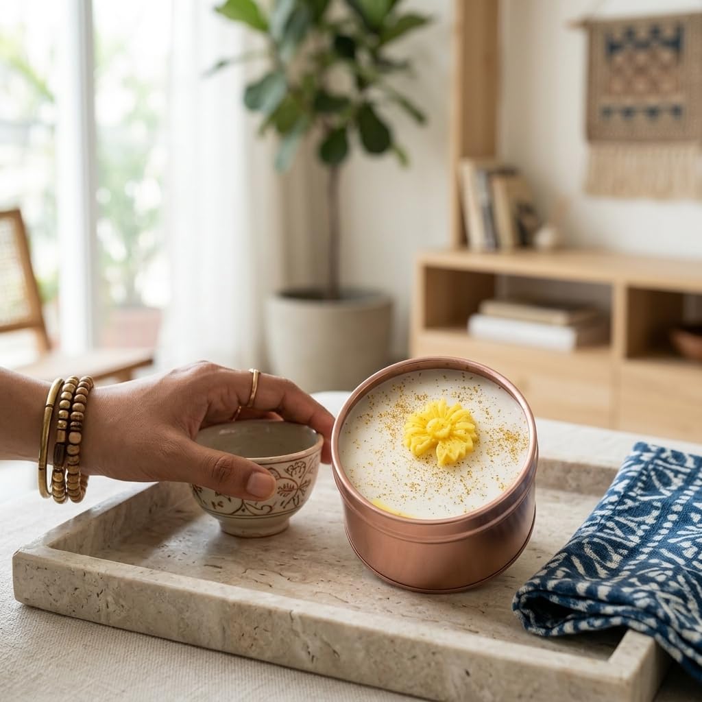 Luxury Mogra Scented Candle 100g | Elegant Gold Tin Jar | Long Lasting Aromatherapy Candle for Home Décor, Stress Relief & Gifts for Women