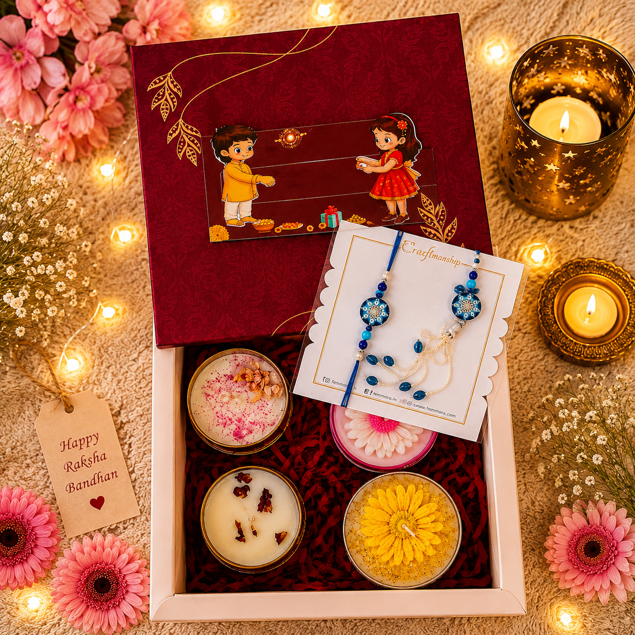 Premium Rakhi Candle Collection Gift Set for Brother & Sister