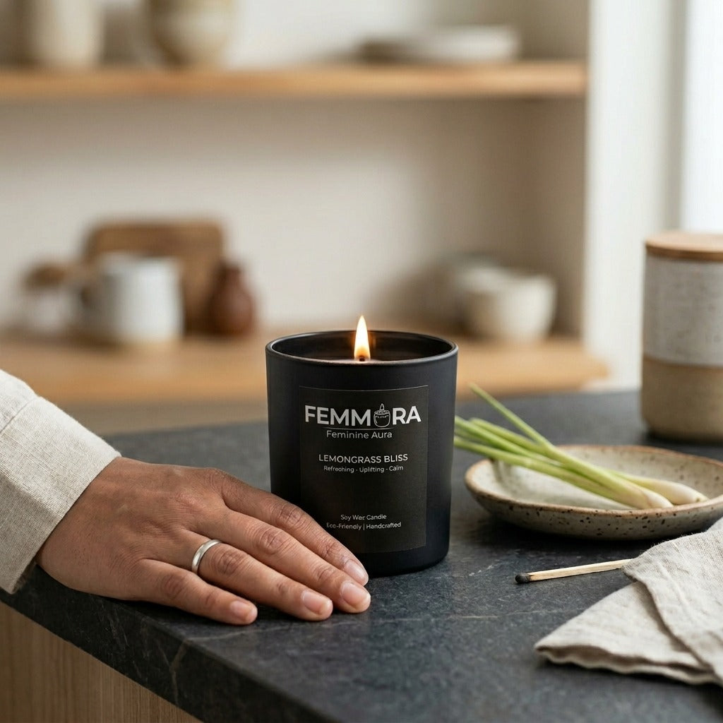 Lemongrass Bliss Soy Wax Candle, Refreshing, Uplifting and Calm, Handcrafted, Long Lasting Premium Luxury Candle | 340g