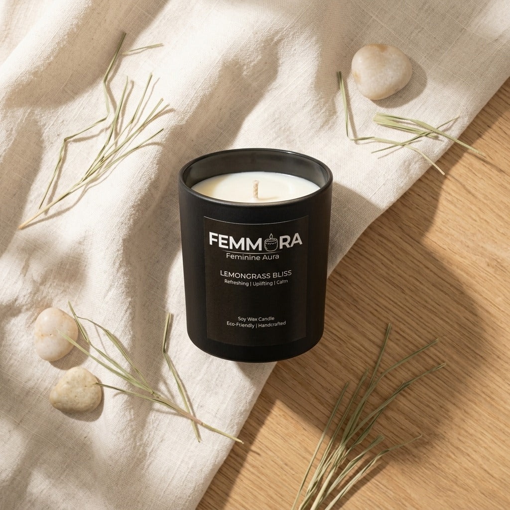 Lemongrass Bliss Soy Wax Candle, Refreshing, Uplifting and Calm, Handcrafted, Long Lasting Premium Luxury Candle | 340g