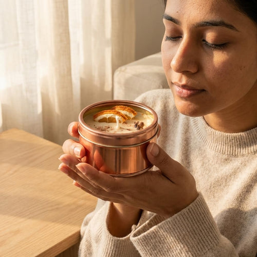 Cinnamon Tin Jar Scented Candle 100g | Long Lasting Aromatherapy Candle | Home Fragrance Candle for Décor, Stress Relief & Gifting