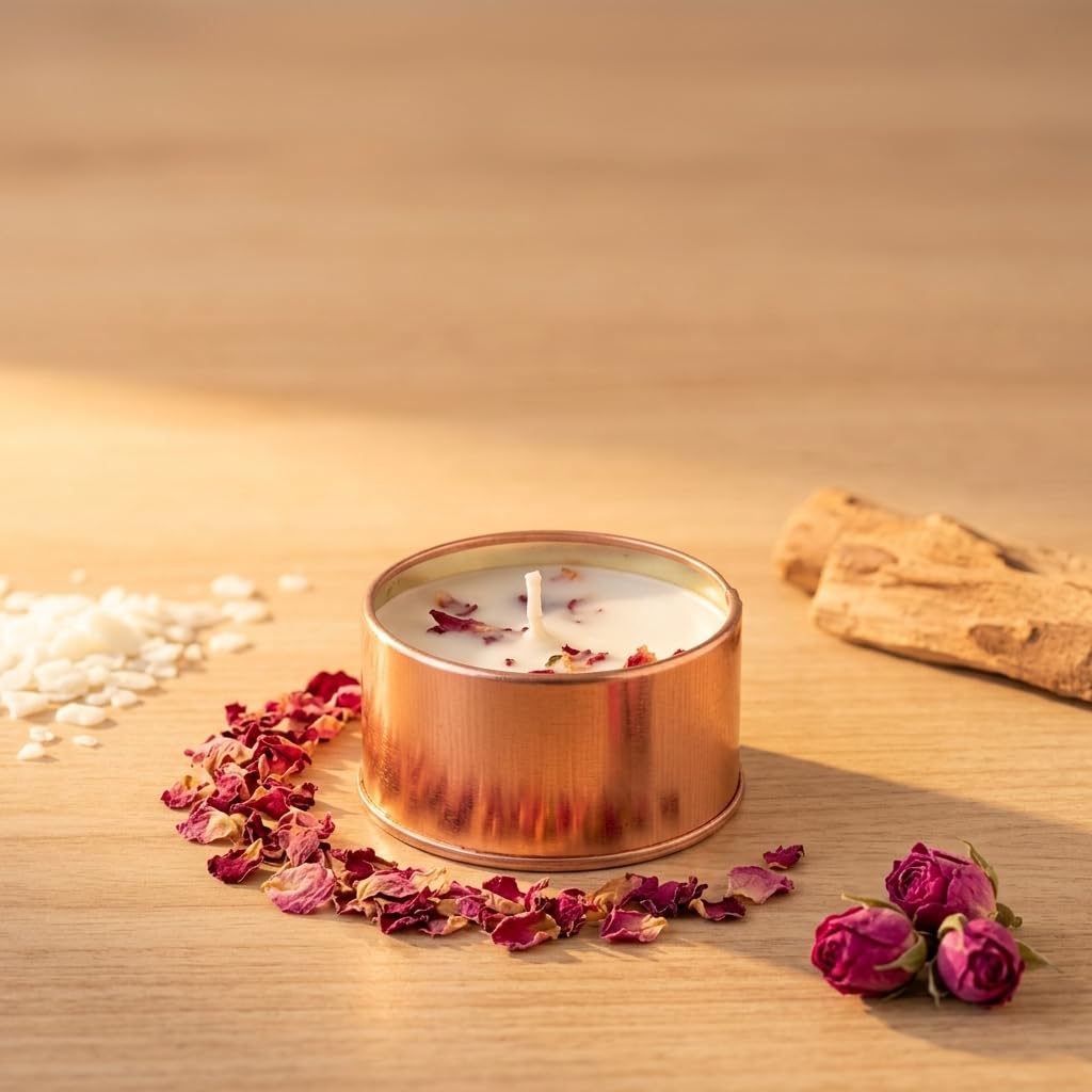 British Rose Fragrance Candle 100g | Elegant Rose Gold Tin Jar | Long Burning Aromatherapy Candle for Home Ambience, Décor & Gifts
