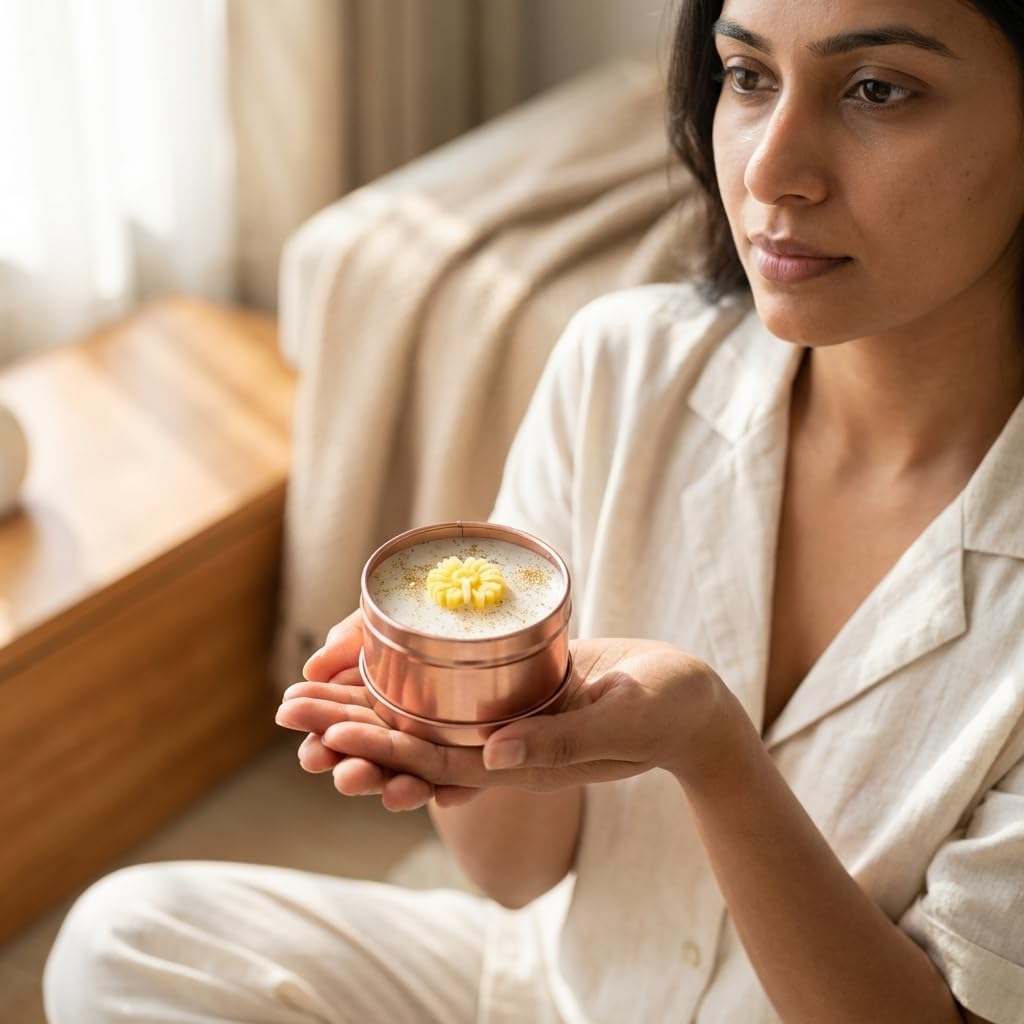 Luxury Mogra Scented Candle 100g | Elegant Gold Tin Jar | Long Lasting Aromatherapy Candle for Home Décor, Stress Relief & Gifts for Women